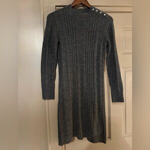 Banana Republic Charcoal Ribbed Sweater Dress